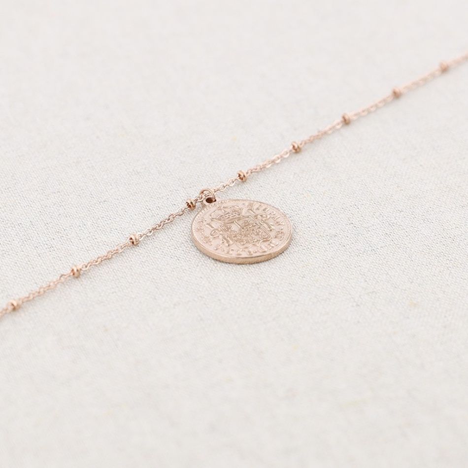 COLLAR ACERO COLGANTE MONEDA 60CM
