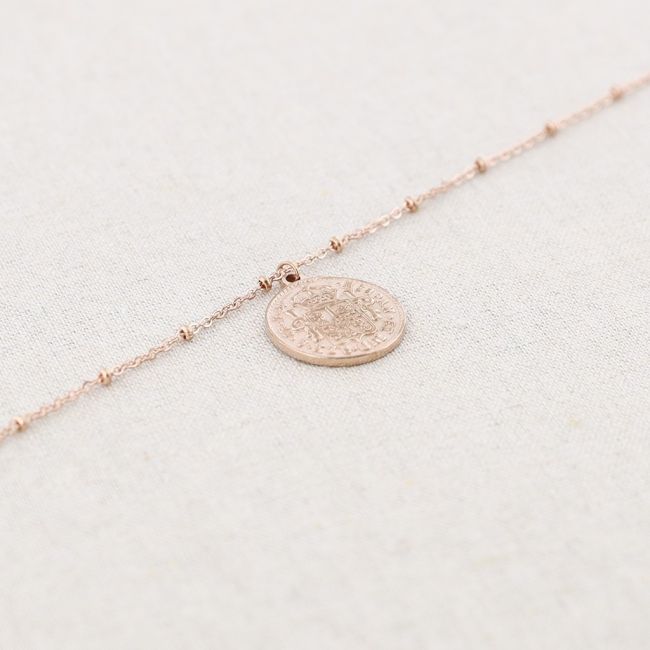 COLLAR ACERO COLGANTE MONEDA 60CM