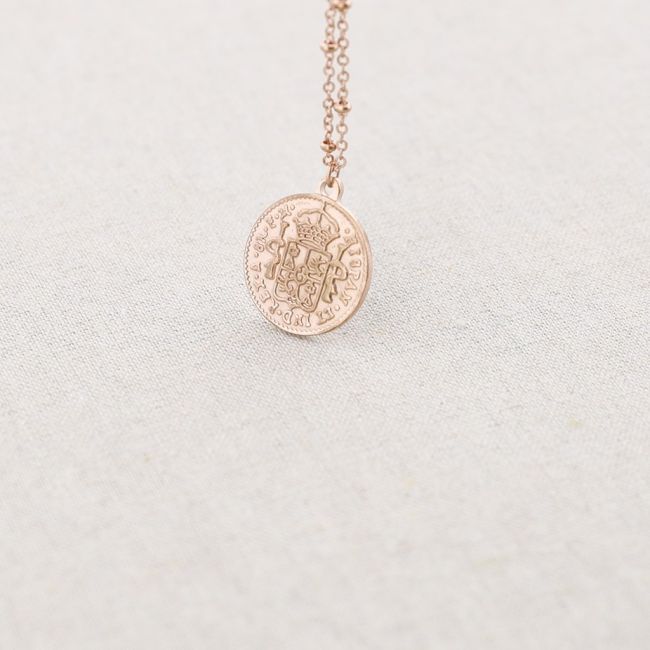 COLLAR ACERO COLGANTE MONEDA 60CM