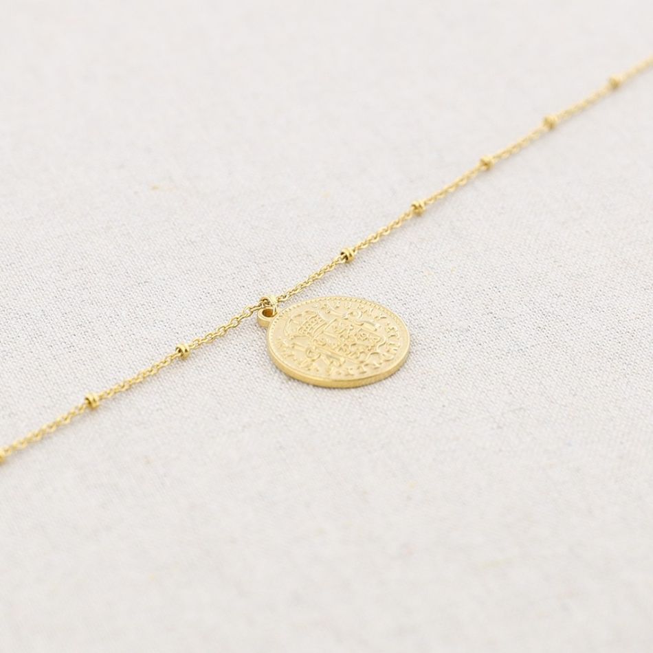 COLLAR ACERO COLGANTE MONEDA 60CM