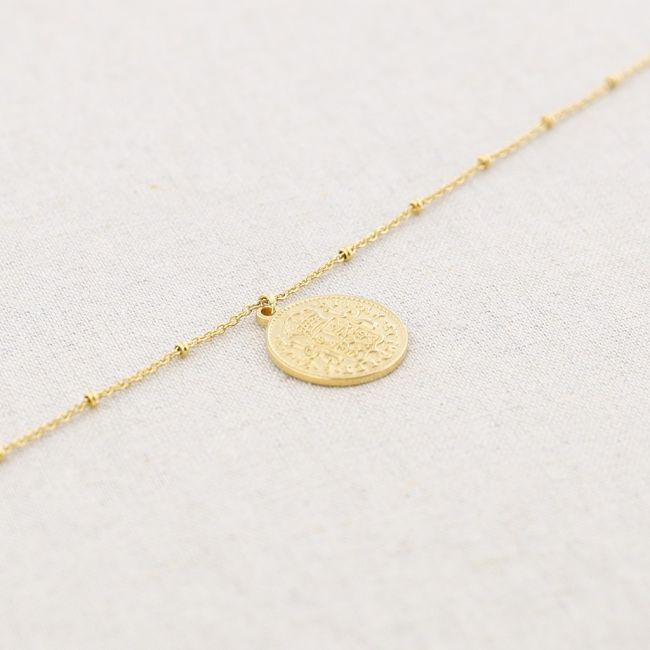COLLAR ACERO COLGANTE MONEDA 60CM