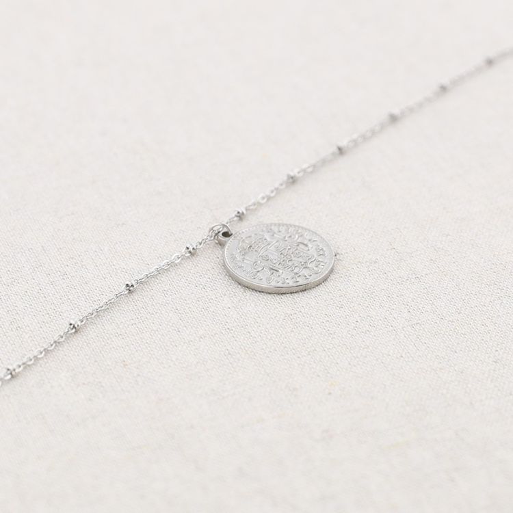 COLLAR ACERO COLGANTE MONEDA 60CM