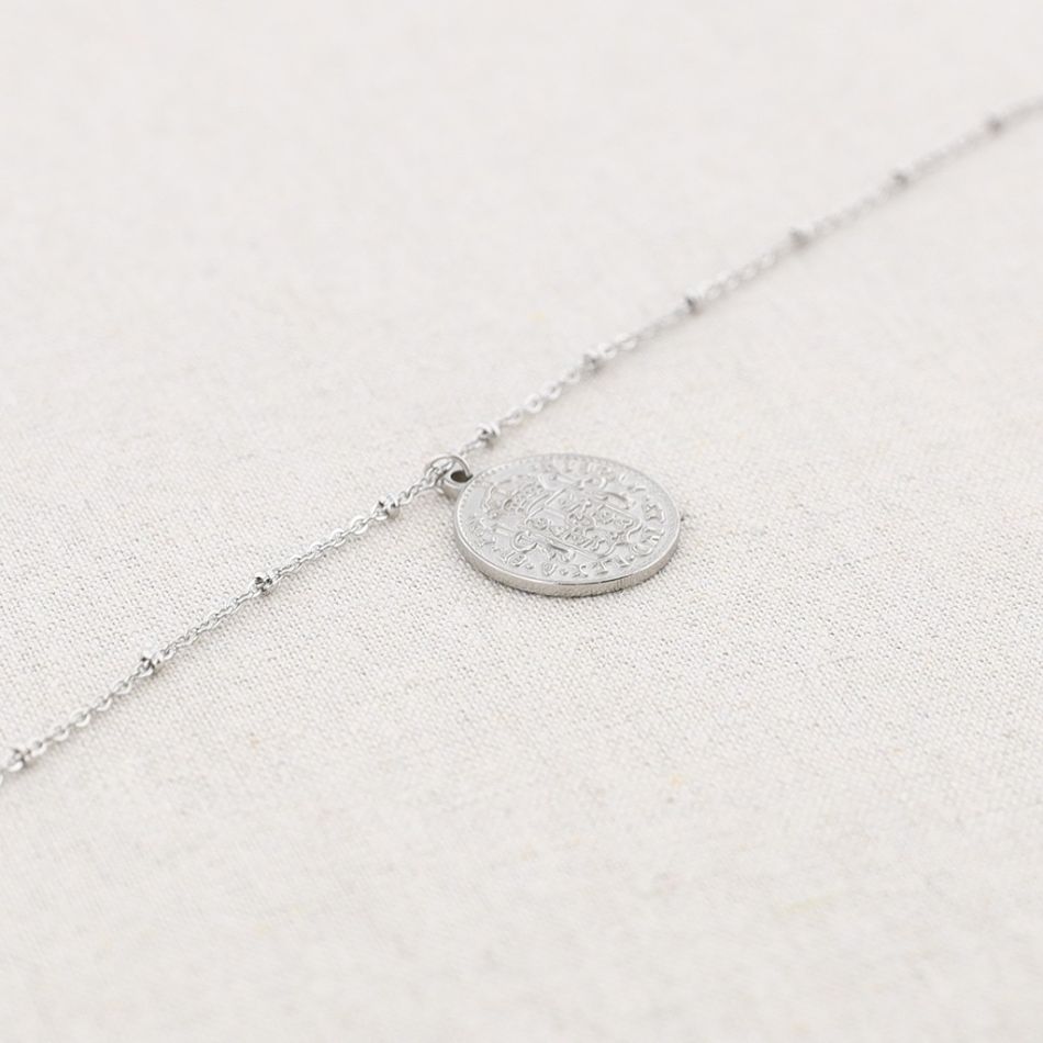 COLLAR ACERO COLGANTE MONEDA 60CM