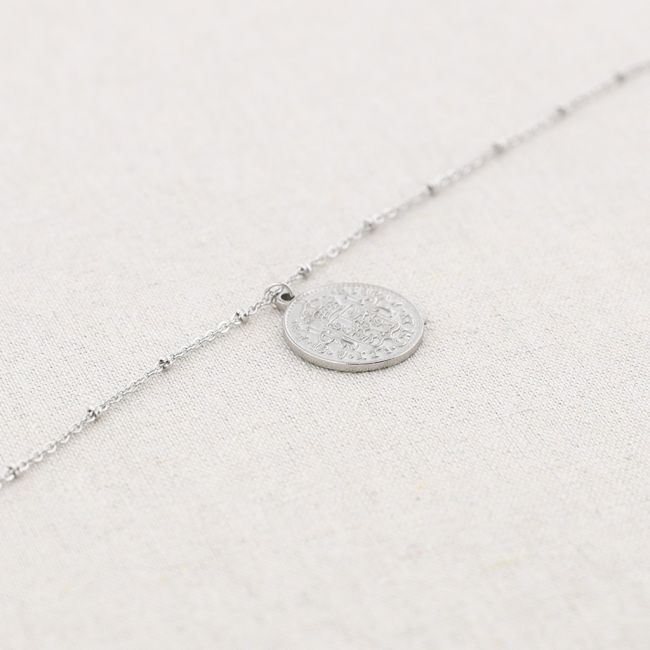 60CM COIN PENDANT STEEL NECKLACE