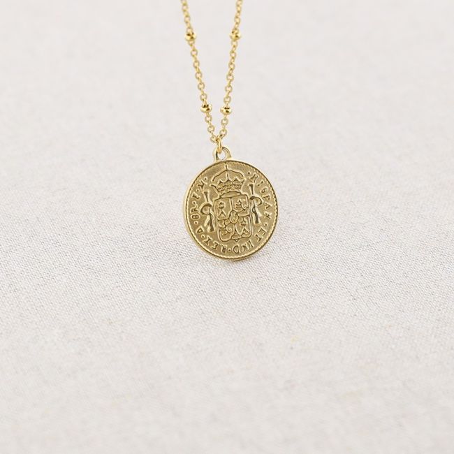 COLLAR ACERO COLGANTE MONEDA 60CM