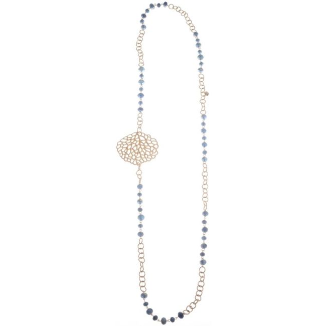 LONG CHAIN NECKLACE WITH CRYSTAL BEADS