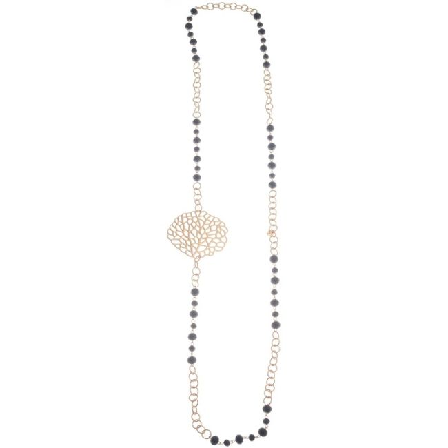 LONG CHAIN NECKLACE WITH CRYSTAL BEADS