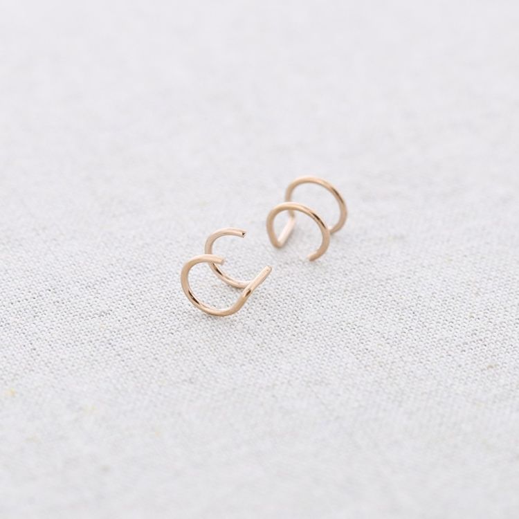 STEEL EARCUFF DOUBLE HOOP EARRINGS