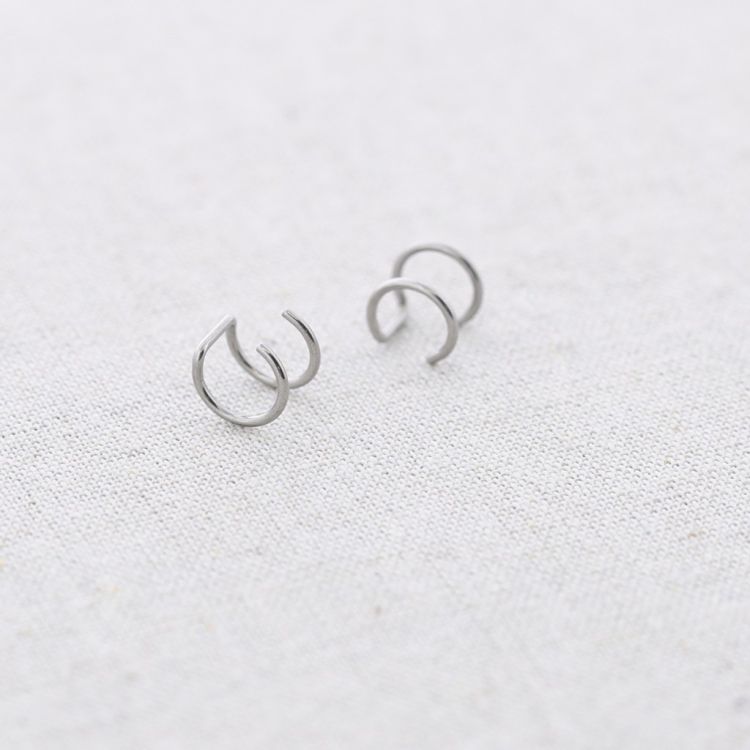 PENDIENTES ACERO EARCUFF DOBLE ARO FINO 2