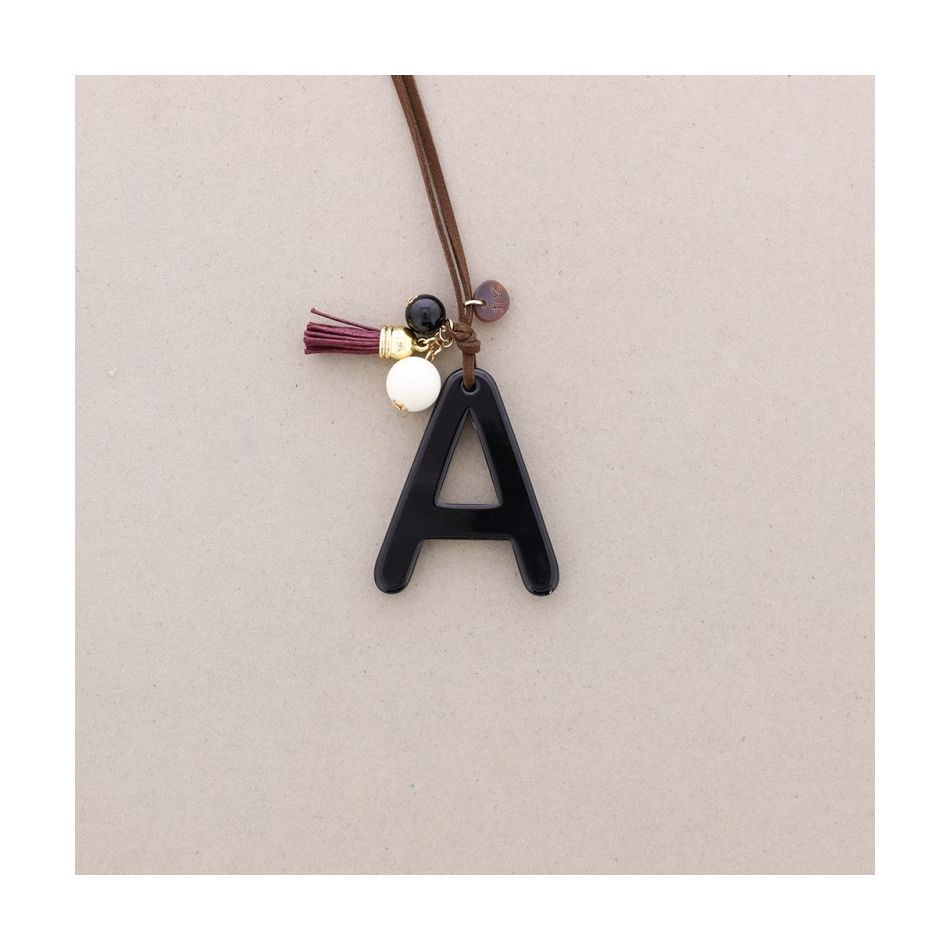 LONG RESIN INITIAL LETTER A PENDANT NECKLACE