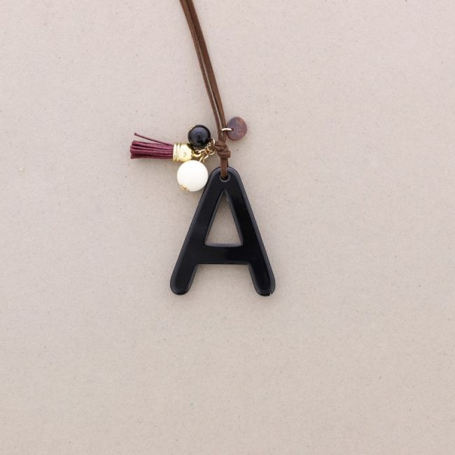 LONG RESIN INITIAL LETTER A PENDANT NECKLACE