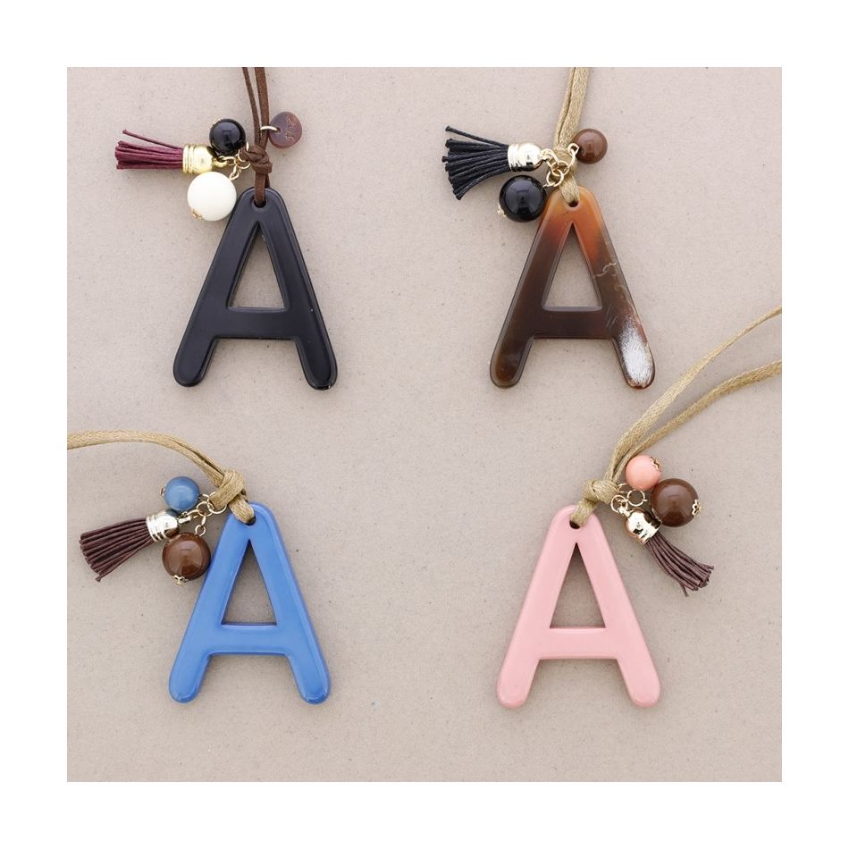 LONG RESIN INITIAL LETTER A PENDANT NECKLACE