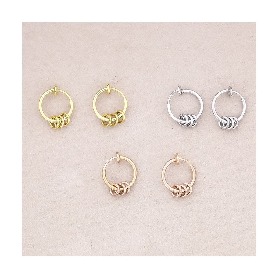STEEL EARCUFF RING EARRINGS