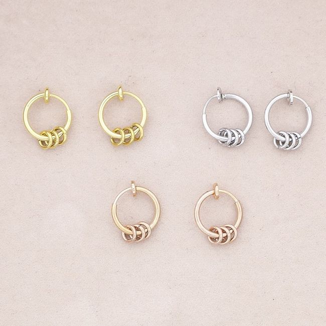 STEEL EARCUFF RING EARRINGS