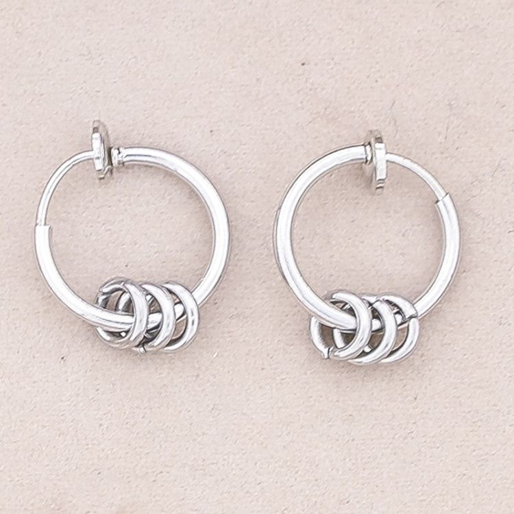 STEEL EARCUFF RING EARRINGS