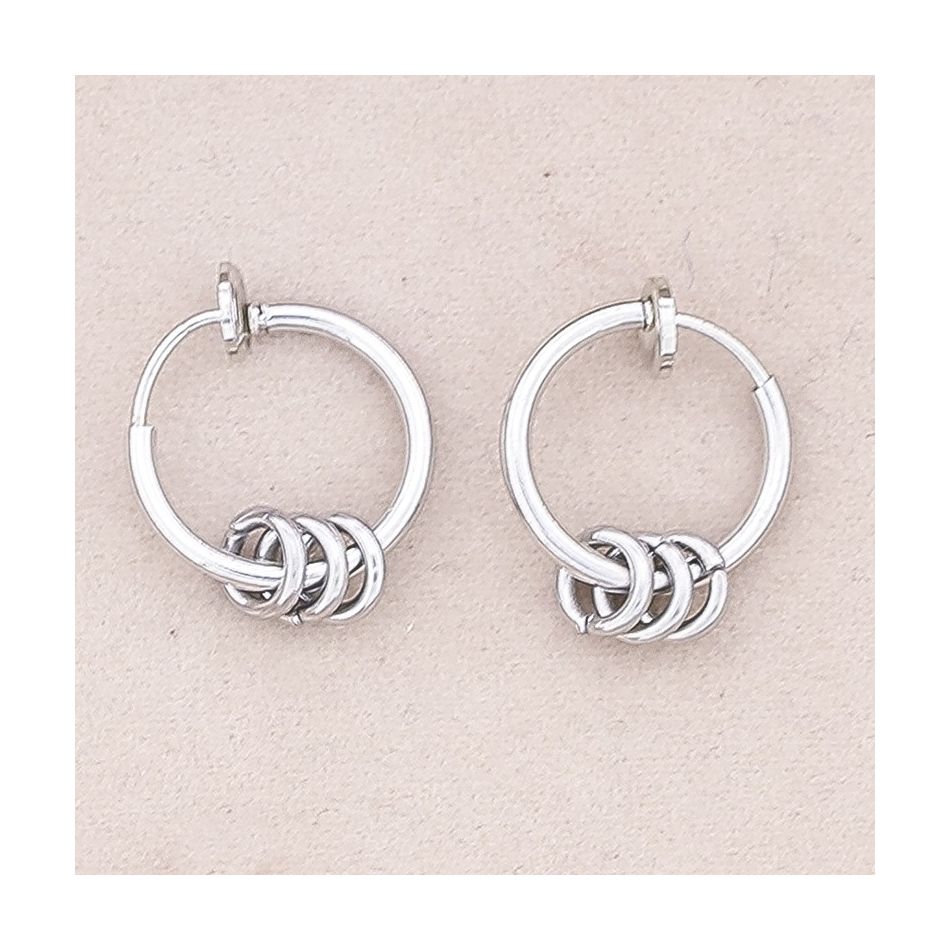 STEEL EARCUFF RING EARRINGS