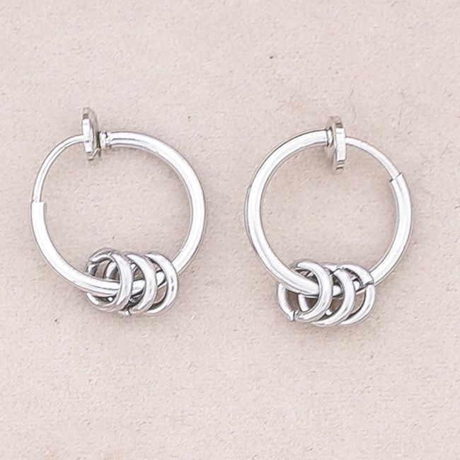 STEEL EARCUFF RING EARRINGS