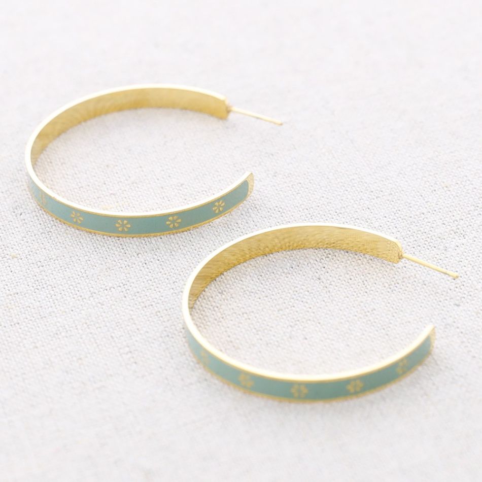 PENDIENTES ACERO ARO ESMALTE FLORECITAS