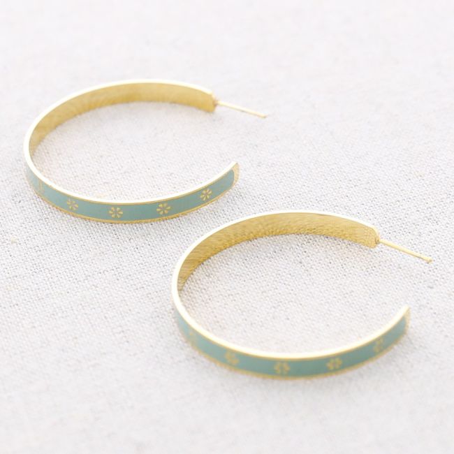 PENDIENTES ACERO ARO ESMALTE FLORECITAS
