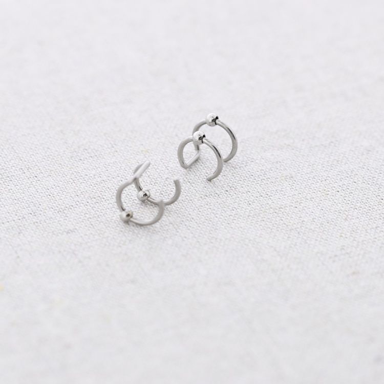 PENDIENTES ACERO EARCUFF DOBLE ARO BOLAS