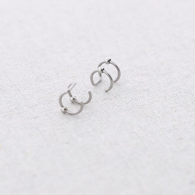 STEEL EARCUFF DOUBLE HOOP EARRINGS