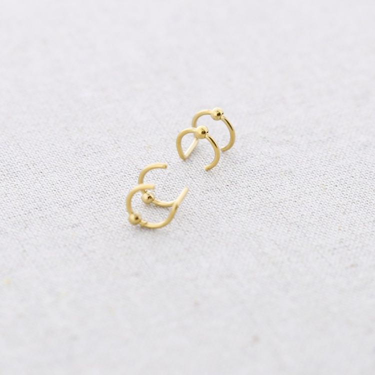 PENDIENTES ACERO EARCUFF DOBLE ARO BOLAS 2