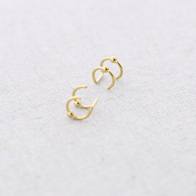 STEEL EARCUFF DOUBLE HOOP EARRINGS