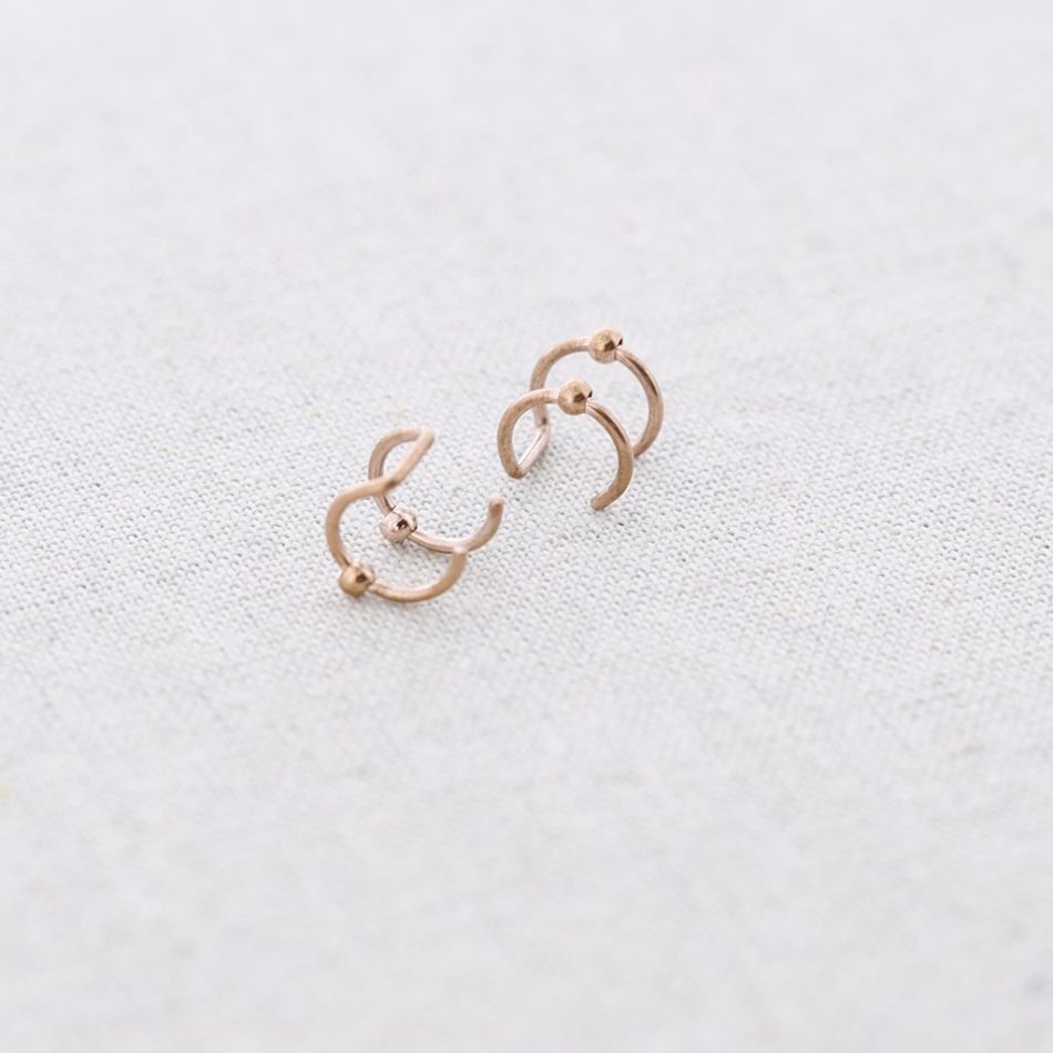 STEEL EARCUFF DOUBLE HOOP EARRINGS