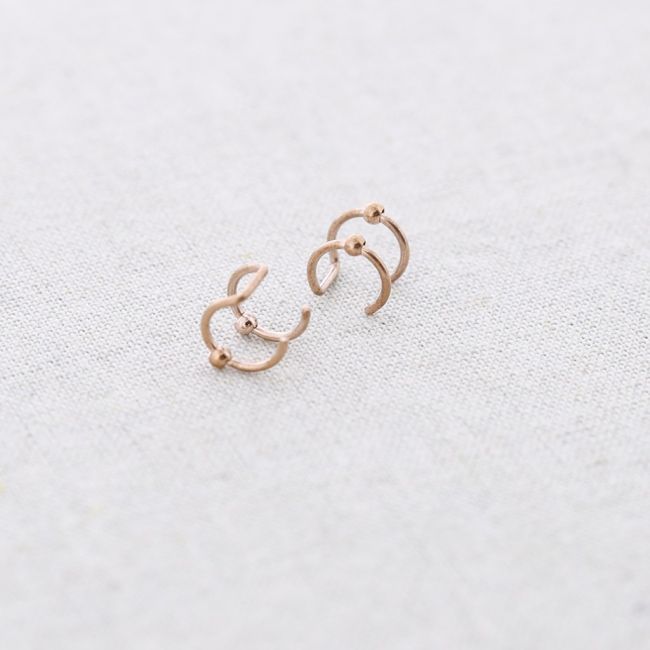 PENDIENTES ACERO EARCUFF DOBLE ARO BOLAS