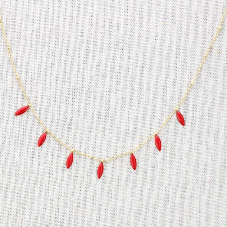 ENAMEL PENDANTS STEEL SHORT NECKLACE