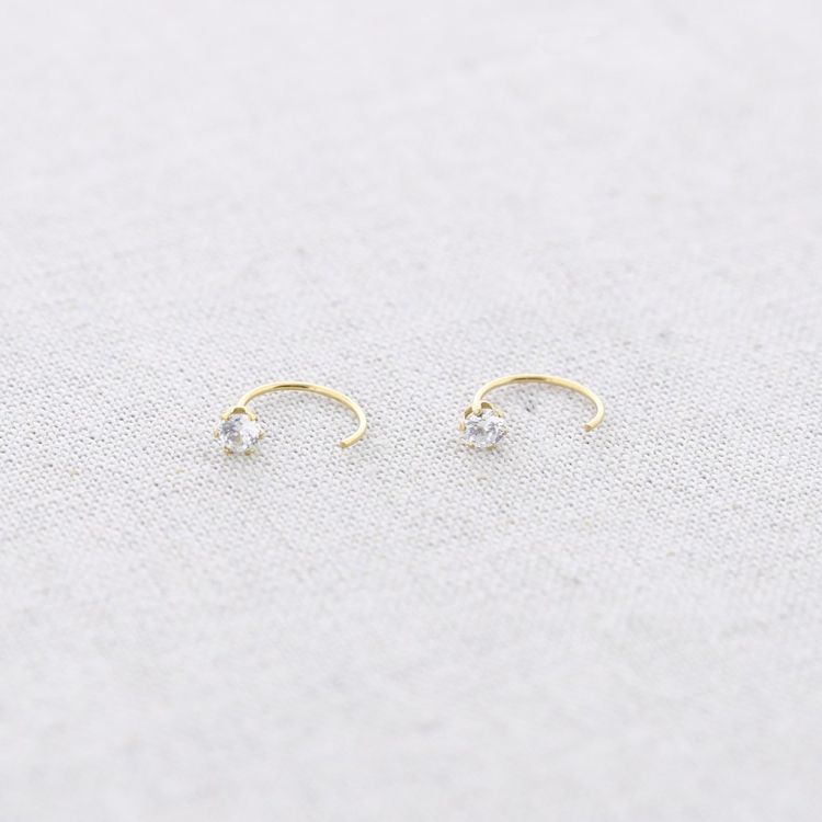 ZIRCONIA HOOP STEEL EARRINGS