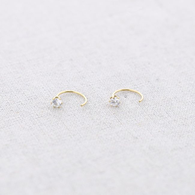 ZIRCONIA HOOP STEEL EARRINGS