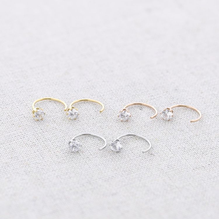 ZIRCONIA HOOP STEEL EARRINGS 2