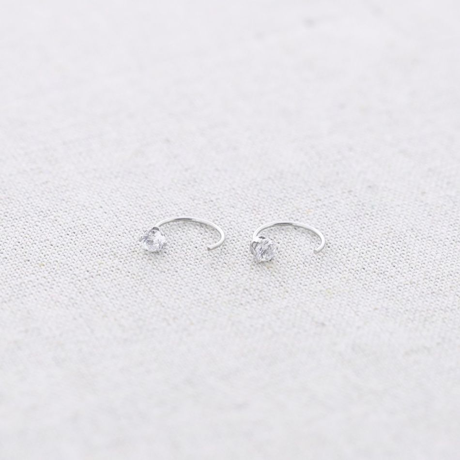 ZIRCONIA HOOP STEEL EARRINGS