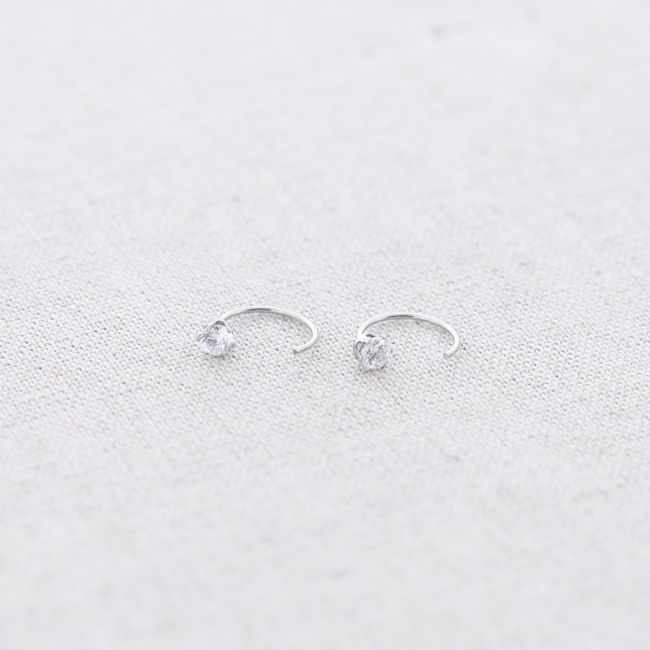 ZIRCONIA HOOP STEEL EARRINGS