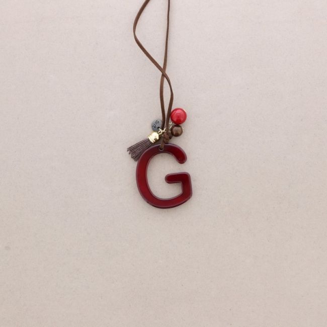 LONG NECKLACE PENDANT INITIAL LETTER G RESIN