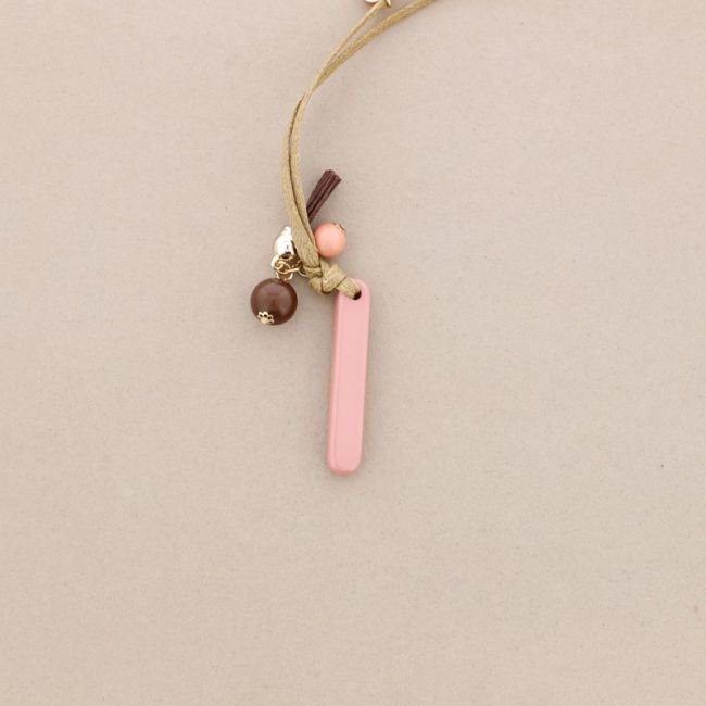 LONG NECKLACE PENDANT INITIAL LETTER I RESIN