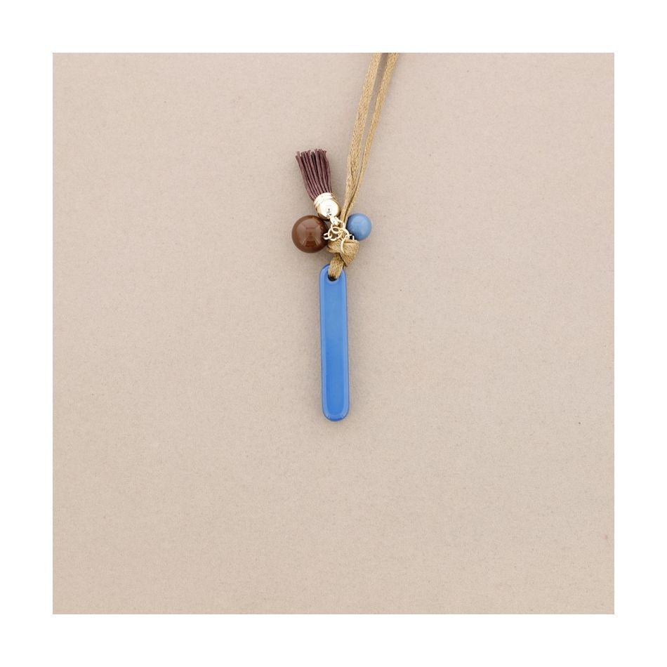LONG NECKLACE PENDANT INITIAL LETTER I RESIN