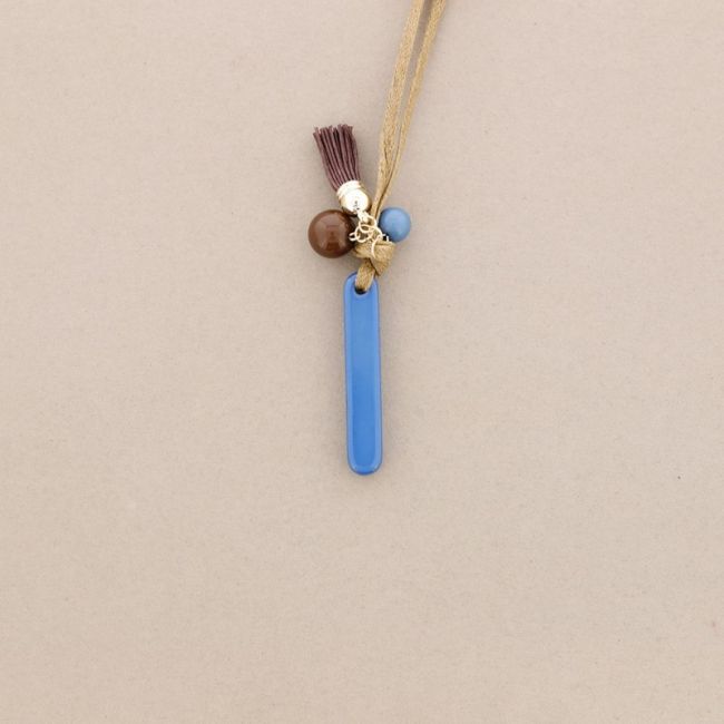 LONG NECKLACE PENDANT INITIAL LETTER I RESIN
