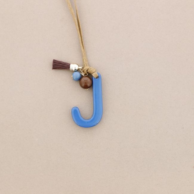 LONG NECKLACE PENDANT INITIAL LETTER J RESIN