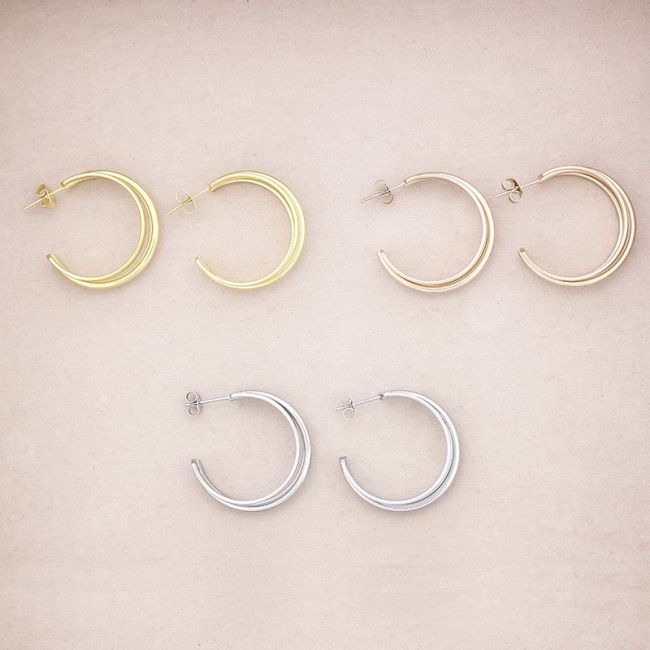 STEEL TRIPLE HOOP EARRINGS