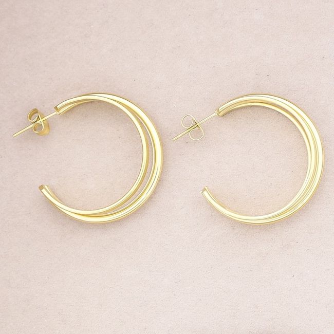 STEEL TRIPLE HOOP EARRINGS