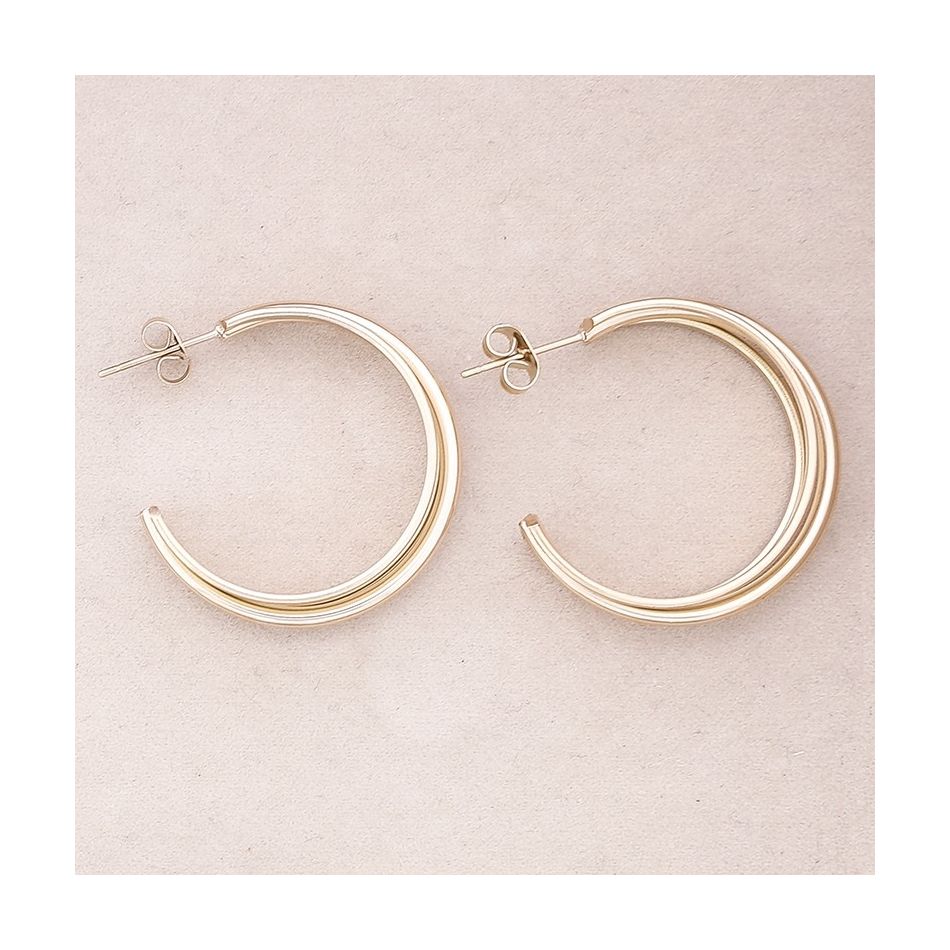 STEEL TRIPLE HOOP EARRINGS