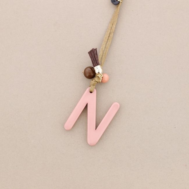 LONG NECKLACE PENDANT INITIAL LETTER N RESIN