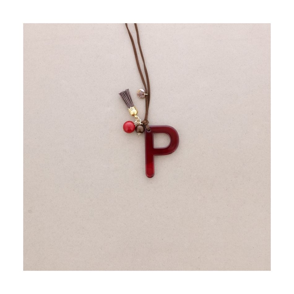 LONG NECKLACE P INITIAL LETTER PENDANT PRESINA