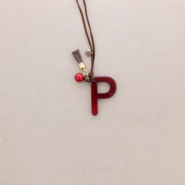 LONG NECKLACE P INITIAL LETTER PENDANT PRESINA