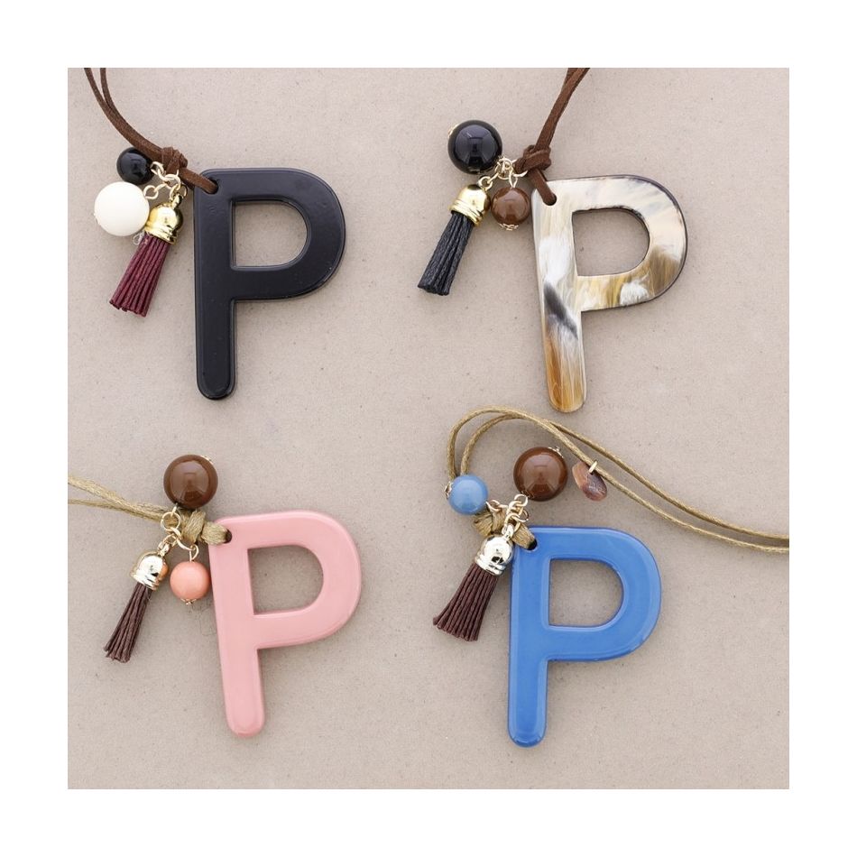 LONG NECKLACE P INITIAL LETTER PENDANT PRESINA