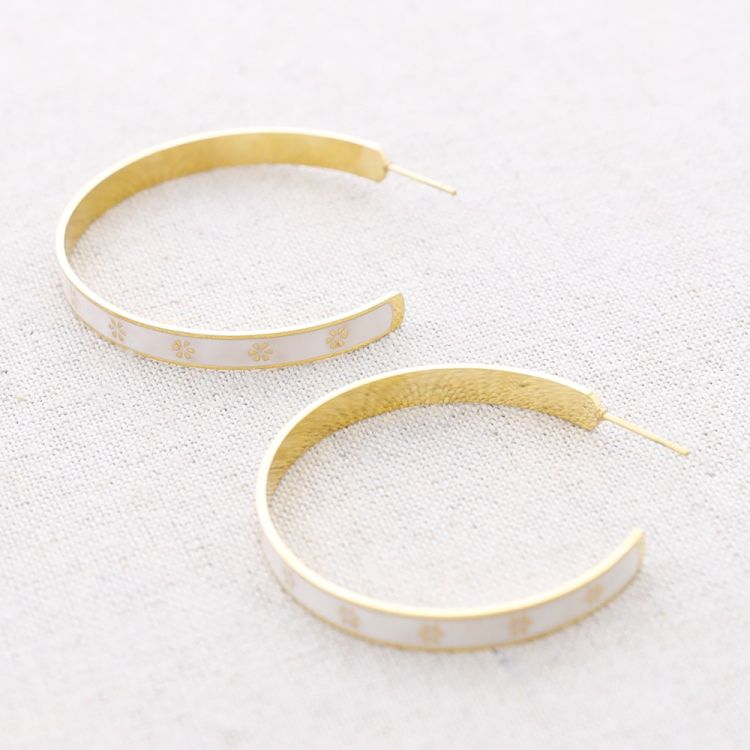 PENDIENTES ACERO ARO ESMALTE FLORECITAS 2
