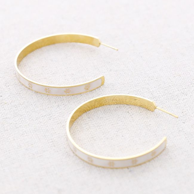 PENDIENTES ACERO ARO ESMALTE FLORECITAS
