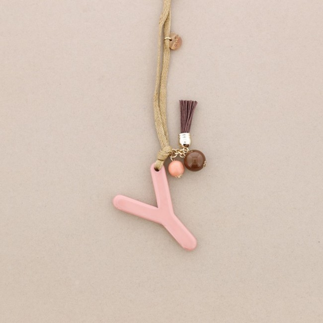LONG NECKLACE PENDANT INITIAL LETTER Y RESIN